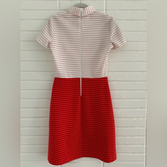 🎃 Vintage 50’s-60’s A-Line Mock Neck Red-White Polkadot Dress - Picture 2 of 10